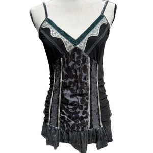 Hazel Black and Gray Lace Trim Top